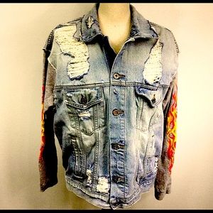 LF Carmar Distressed Denim Flame Sleeve 
